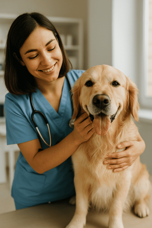 Veterinario revisando a un perro para mantener su higiene y salud — consejos MiauWau