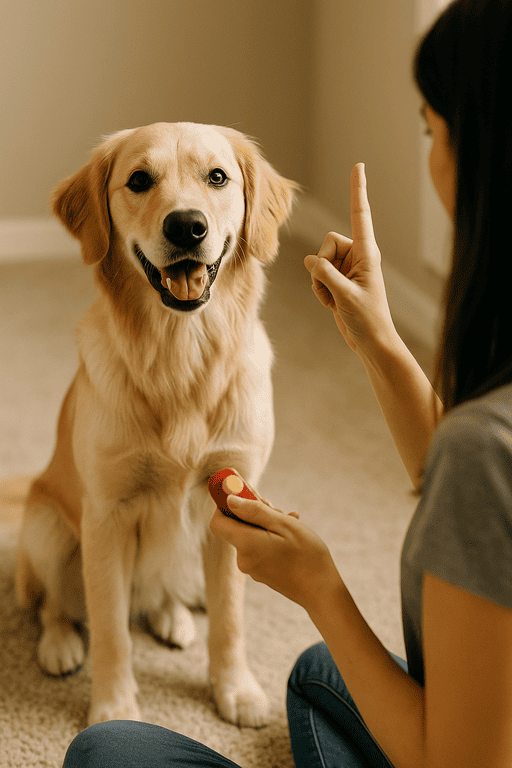 Educacion y comportamiento para perros.
Perro obediente siendo entrenado con refuerzo positivo — educación y comportamiento canino MiauWau